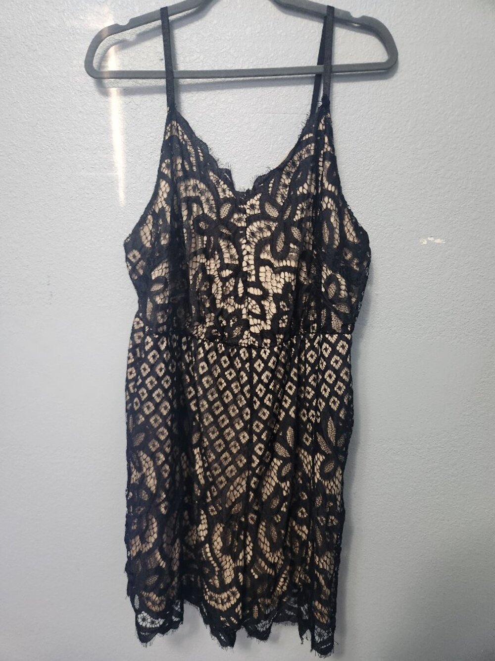 SHEIN Curve Black Lace Fit & Flare Romper 4XL